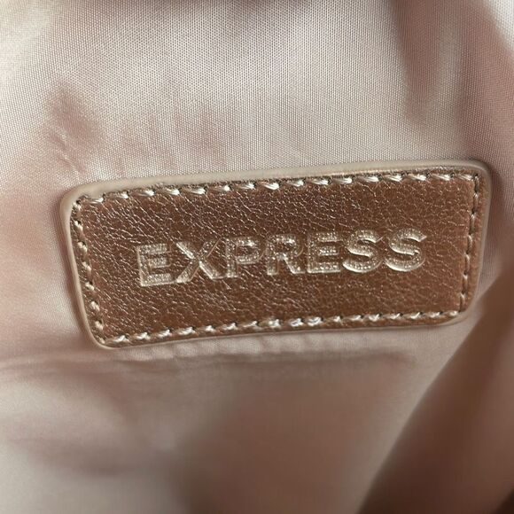 Express Rose Gold and Glitter Fold-over Chain Strap Shoulder Bag Clutch - Picture 8 of 10